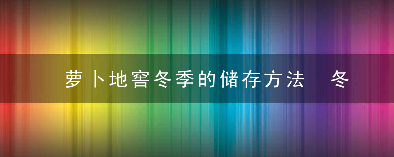 萝卜地窖冬季的储存方法 冬季保存萝卜的方法